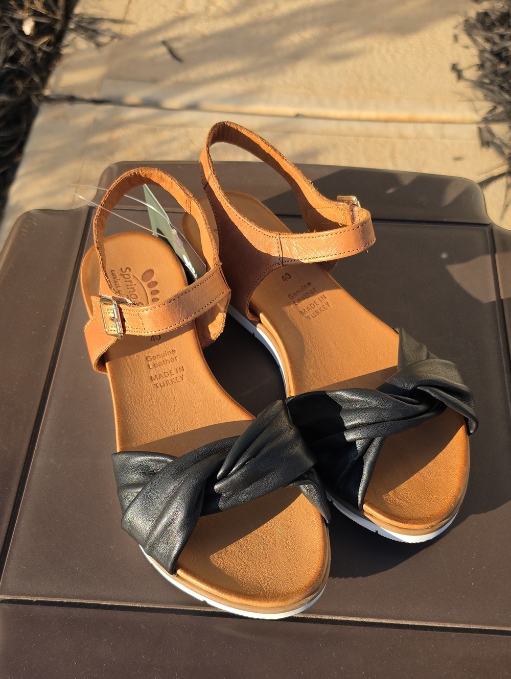 Spring Step womens Sandal Nihira Size 40 Black Brown NWT Summer Shoe